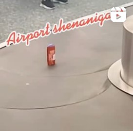 Solid stick deodorant on a baggage carousel