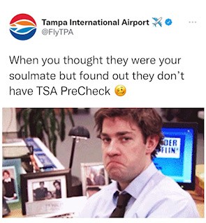 Photo shows a tweet from Tampa Airport