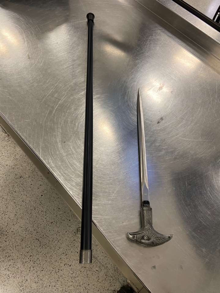 A cane sword in security
