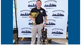 MDW Canine Handler Justin Wolfschlag and partner Suzi were crowned 2023 champions.  (Photo by Sean Shiplett)
