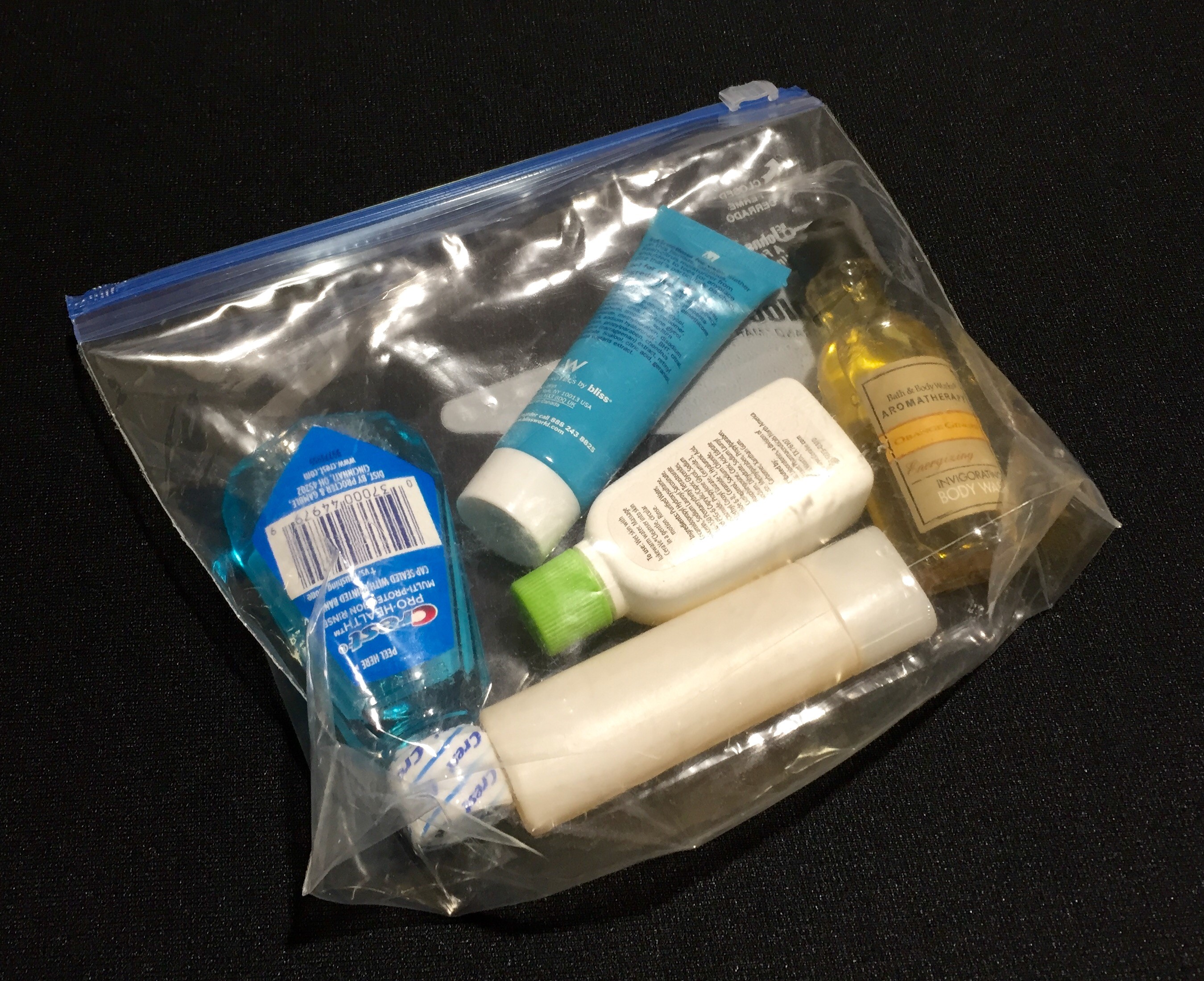 A sample 3-1-1 bag of liquids, gels, creams and pastes. (TSA photo)