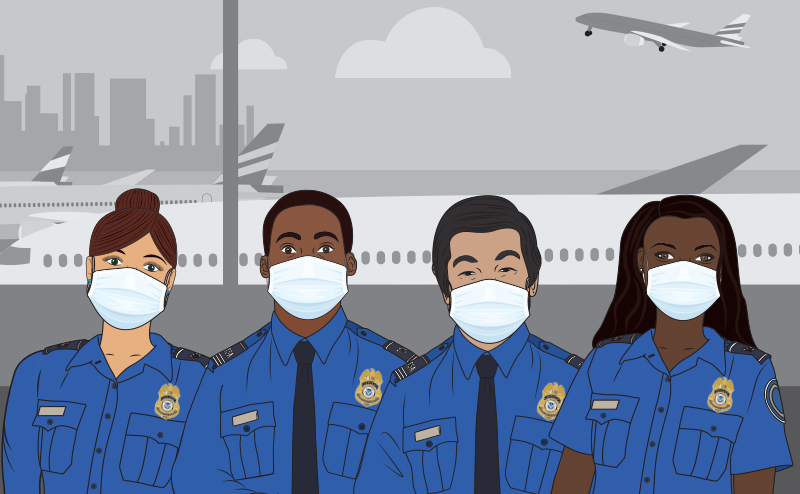 Graphic of four TSA Security Officers in uniform