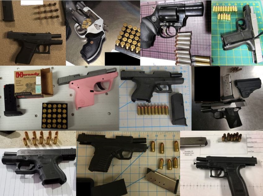 TSA discovered 69 firearms over the last week in carry-on bags around the nation. Of the 69 firearms discovered, 54 were loaded and 19 had a round chambered.