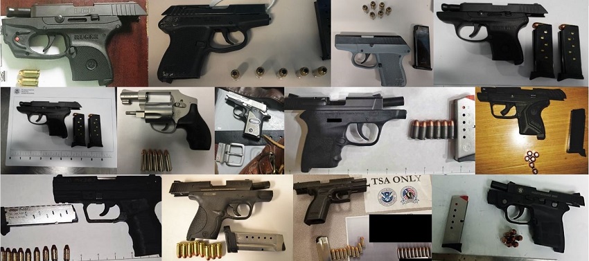 TSA discovered 58 firearms over the last week in carry-on bags around the nation. Of the 58 firearms discovered, 52 were loaded and 16 had a round chambered. Firearm possession laws vary by state and locality.