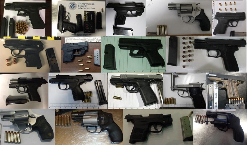 TSA discovered 150 firearms over the last two weeks in carry-on bags around the nation. Of the 150 firearms discovered, 130 were loaded and 47 had a round chambered. Firearm possession laws vary by state and locality. 