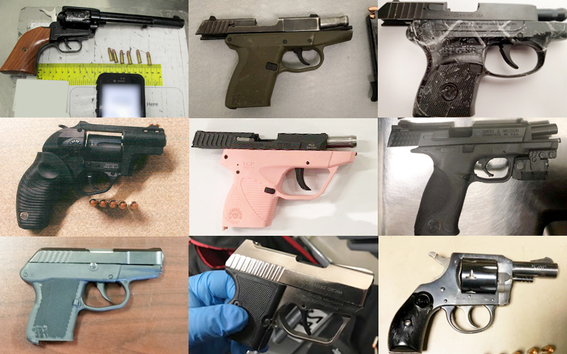 firearms discovered at security checkpoints