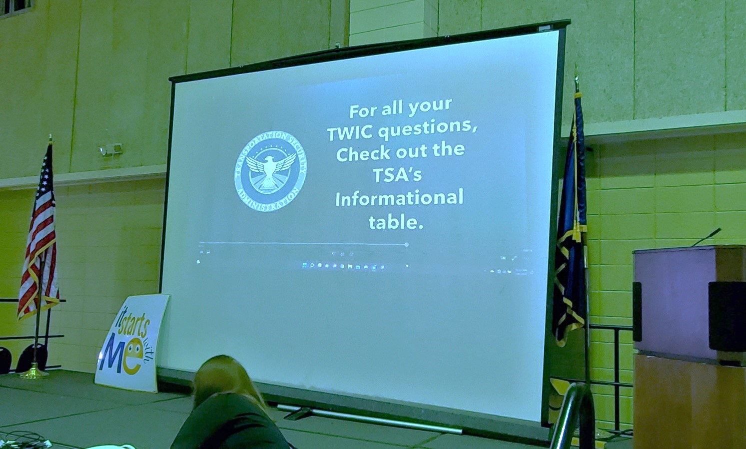 TSA was included on the video of available resources, welcoming guests to the job fair. (Photo courtesy of TSA ESVP)