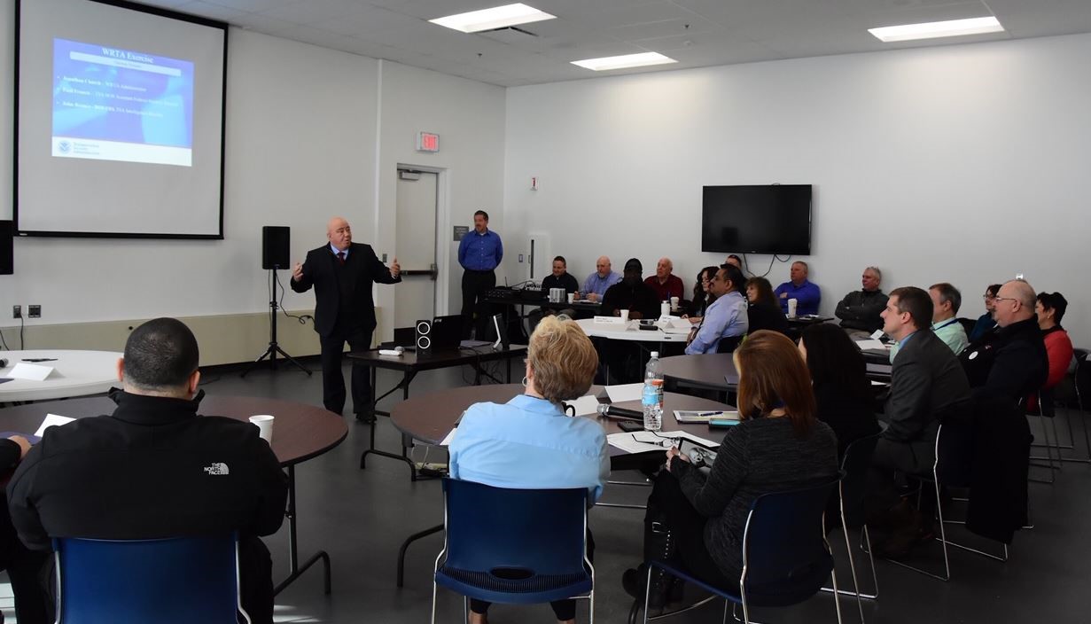 Stakeholders gathered to conduct a tabletop exercise in March. (TSA Photo)