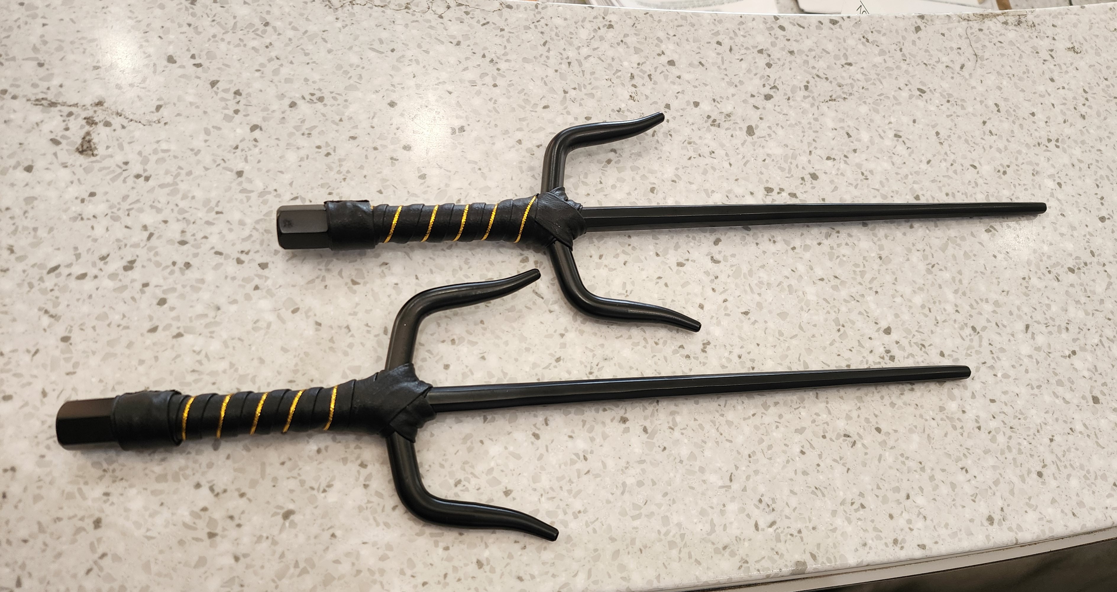 These sai swords, which are popular with Teenage Mutant Ninja Turtles, were removed from a traveler’s carry-on bag at Baltimore/Washington International Thurgood Marshall Airport earlier this year. (TSA photo)