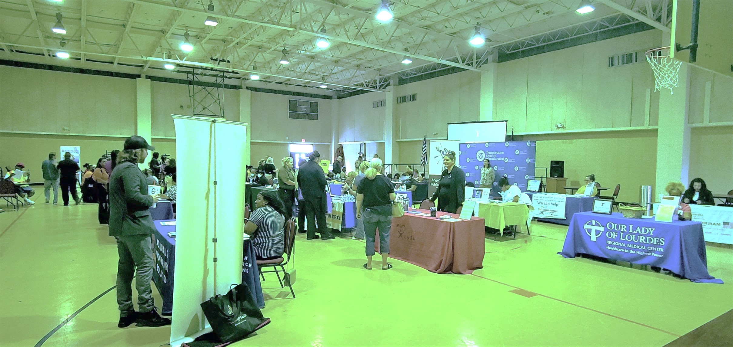 Over 40 employers, including TSA, at the Second Chance Job and Resource Fair at South Louisiana Community College’s New Iberia campus. (Photo courtesy of TSA ESVP)