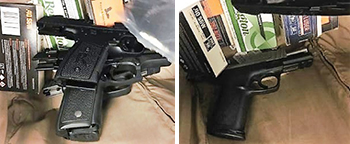 These photos show some of the guns and ammunition that were detected by a TSA officer hidden inside a speaker cabinet in checked luggage at JFK Airport. (TSA photos)