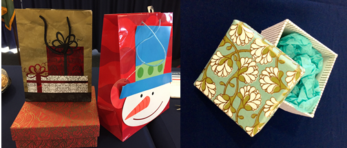 Use of gift boxes and gift bags are recommended for traveling with gifts. (TSA photos)
