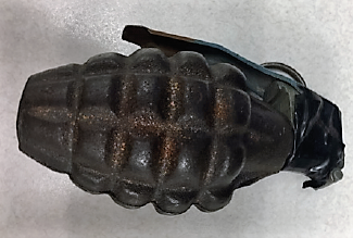 The inert grenade pictured above was discovered in a carry-on bag at the Hartsfield–Jackson Atlanta International Airport (ATL).