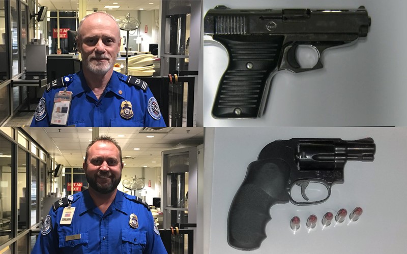 TSA officers with firearms they discovered