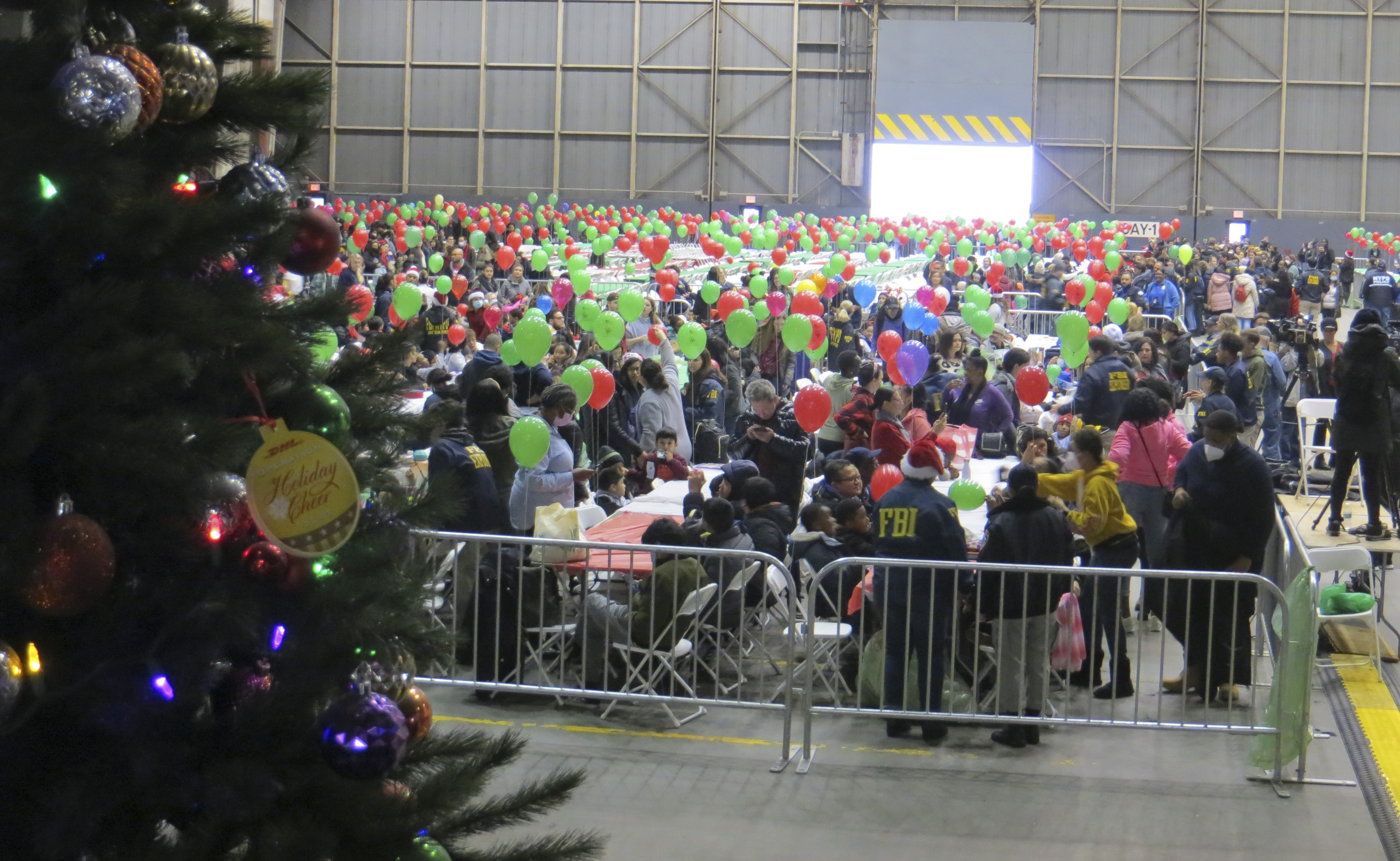 A view of Operation Santa from the cockpit of a Delta Air Lines plane parked in a hangar at John F. Kennedy International Airport (JFK). (Photo courtesy of TSA JFK)