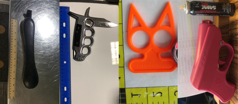 Self-defense weapons discovered by TSA