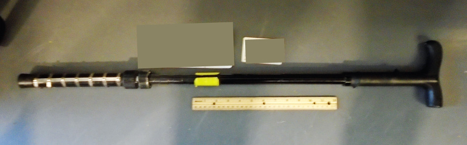 This stun cane was discovered with a traveler’s carry-on belongings at the Pittsburgh International Airport (PIT). 