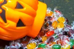 Halloween pumpkin with candy