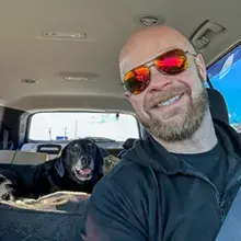Keith Gray and former TSA canine TTirado set off on a road trip to meet TTirado’s namesake family. (Photo courtesy of Keith Gray)