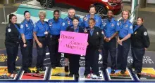 Chattanooga Metropolitan Airport LTSO Donna Rice (center) and her TSA brothers and sisters in pink continue to support one another through thick and thin. (Photo courtesy of Donna Rice) 