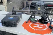 This drone was on display at a child safety fair in Enfield, Connecticut. (Photo by Steve Blindbury)