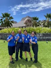 The Kona International Airport National Deployment Force Team from left, HNL Supervisory TSA Officers Gina Ramos and Dune Estrella, HNL Officer Lory Eneria, Hilo International Airport Lead Officer Tia Hannah. Not pictured, Kahului Airport Officer Angelina Fiorentino.