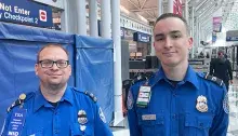 Chicago O’Hare International Airport Supervisory TSA Officer Jonathan Curbis and TSA Officer Matt Wieckowicz. Not pictured, TSA Officer Ola Soltysyk. (Photo by Shaquita Selvy)