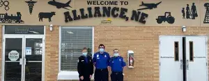 From left, AIA Supervisory TSA Officer Connie Kirchner; Lead TSA Officers Jacob Mills and Steven Crabb  (Photo by Meriah Pedersen)