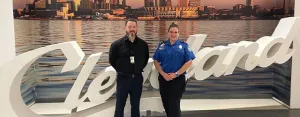 Cleveland Hopkins International Airport TSA Manager Brian Phillips and Supervisory TSA Officer Deb McCoig.  (Photo by John Dipaola)