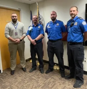 Every day TSA heroes from left, Acting TSM Skyler Cook, TSO Eric Ferrone, STSO Calvin Arndt and TSO Angelo Demaio. (Photo courtesy of TSA DEN)