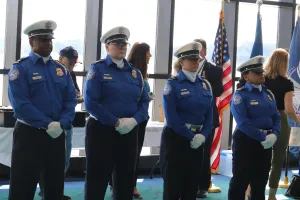 Members of the Michigan TSA Honor Guard. From left, Officers Alfunzo Staley, Theresa Miller, Joanne Slaughter, Erin Leggett. (TSA Michigan Media photo) 