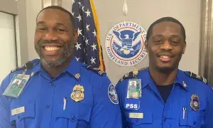 Miami International Airport Supervisory TSA Officers Jermaine Harris and Javon Denson. (TSA Miami photo)