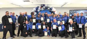 TSA leadership at Miami International Airport honored these officers for their 20 years of service to the agency and the traveling public. (Photo by TSA MIA media team)