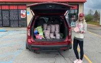 Van with groceries