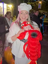 Carrie Hill and her baby girl dressed as a lobster and chef for Halloween. (Photo provided by Carrie Hill)