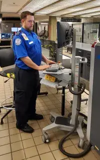 Pittsburgh International Airport TSA Officer Jason Kelvington performs X-ray duties.  (Photo courtesy of TSA PIT)