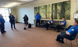 TSA team members participate in a diversity, equity, inclusion and accessibility event at Kalamazoo/Battle Creek International Airport (AZO). (Photo by TSA AZO)