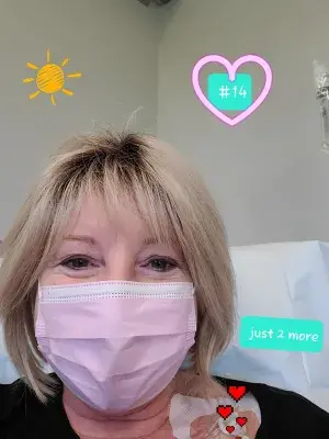 Donna Rice texted an encouraging photo during treatment number 14. (Photo courtesy of Donna Rice)