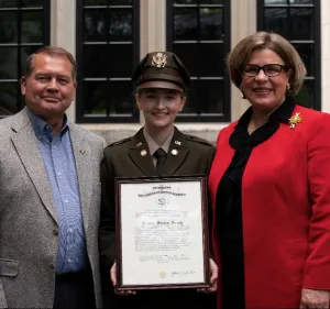 TSA Intelligence and Analysis Assistant Administrator Nancy Nykamp and Ken Garner celebrate the graduation of their daughter 2nd Lt. Olivia Garner from Indiana University. (Photo courtesy of Nancy Nykamp)