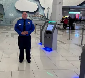 LaGuardia Airport /TSA Officer Albert Torres outside the TSA checkpoint. (Photo courtesy of Albert Torres)