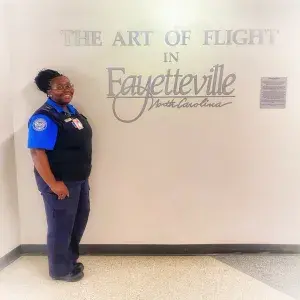 Fayetteville Regional Airport TSA Officer Amilia Pierre. (Photo by William DeSalvo)